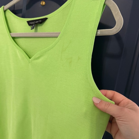 Ming Wang Lime Green Black Textured Twin Knit Blazer Sweater Tank Set Medium - Picture 10 of 10